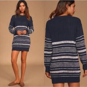 Lulu's Navy and White Striped Long Sleeve Dress